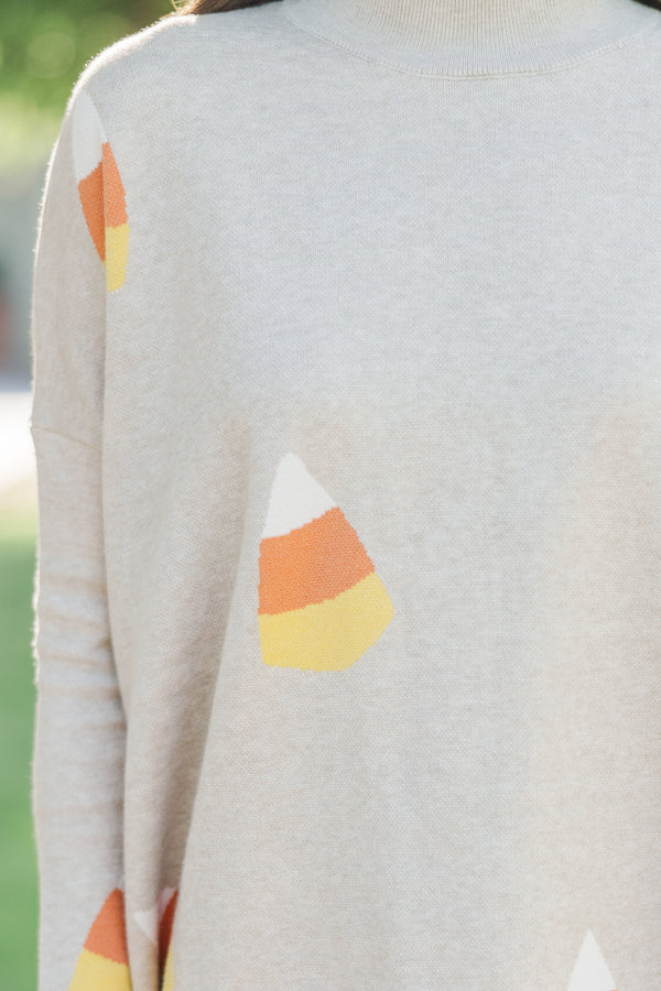 Quick Decisions Oatmeal Candy Corn Sweater