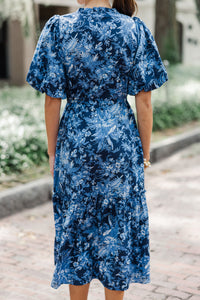 It's A Match Navy Toile Midi Dress