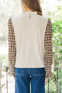 Feeling So Happy Cream Embroidered Blouse