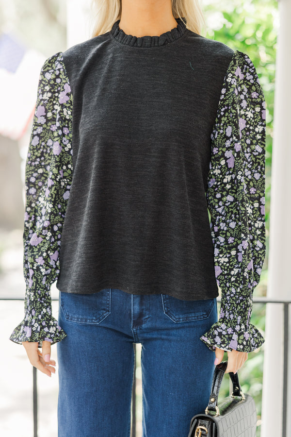 Feeling So Happy Black Floral Blouse