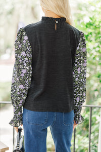 Feeling So Happy Black Floral Blouse