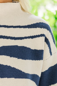 What You Love Cream & Navy Tiger Sweater