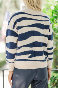 What You Love Cream & Navy Tiger Sweater