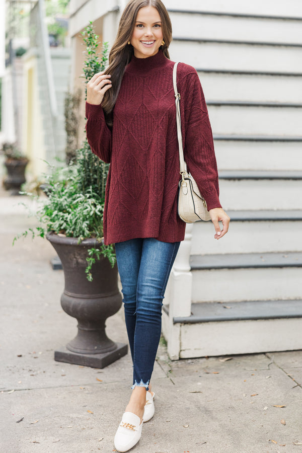 Walk The Walk Burgundy Sweater