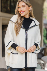 Living The Dream Cream Zip Up Poncho