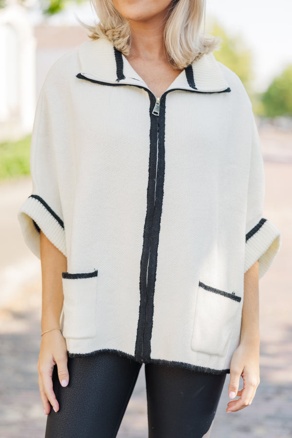 Living The Dream Cream Zip Up Poncho Shop the Mint