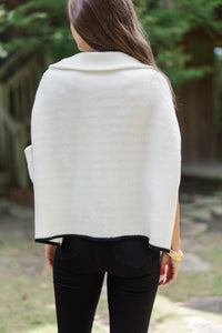 Living The Dream Cream Zip Up Poncho