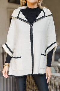 Living The Dream Cream Zip Up Poncho