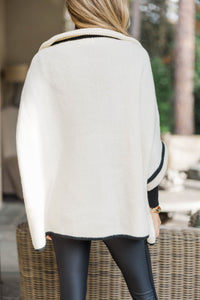 Living The Dream Cream Zip Up Poncho