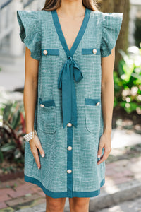 Queen's Calling Green Tweed Shift Dress