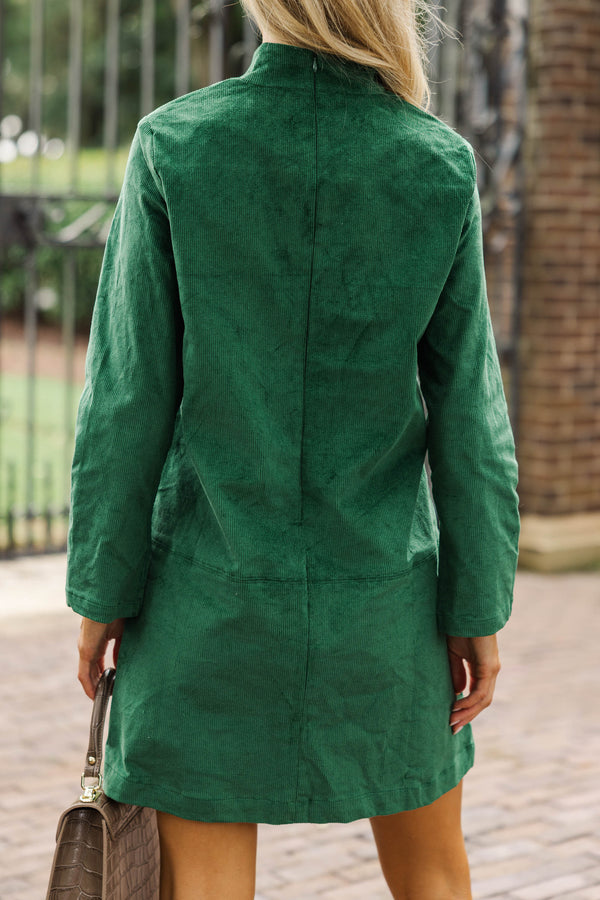 Make It Count Olive Green Corduroy Dress