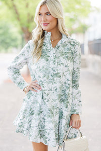 Looking For You Olive Green Toile Babydoll Dress