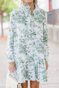 Looking For You Olive Green Toile Babydoll Dress