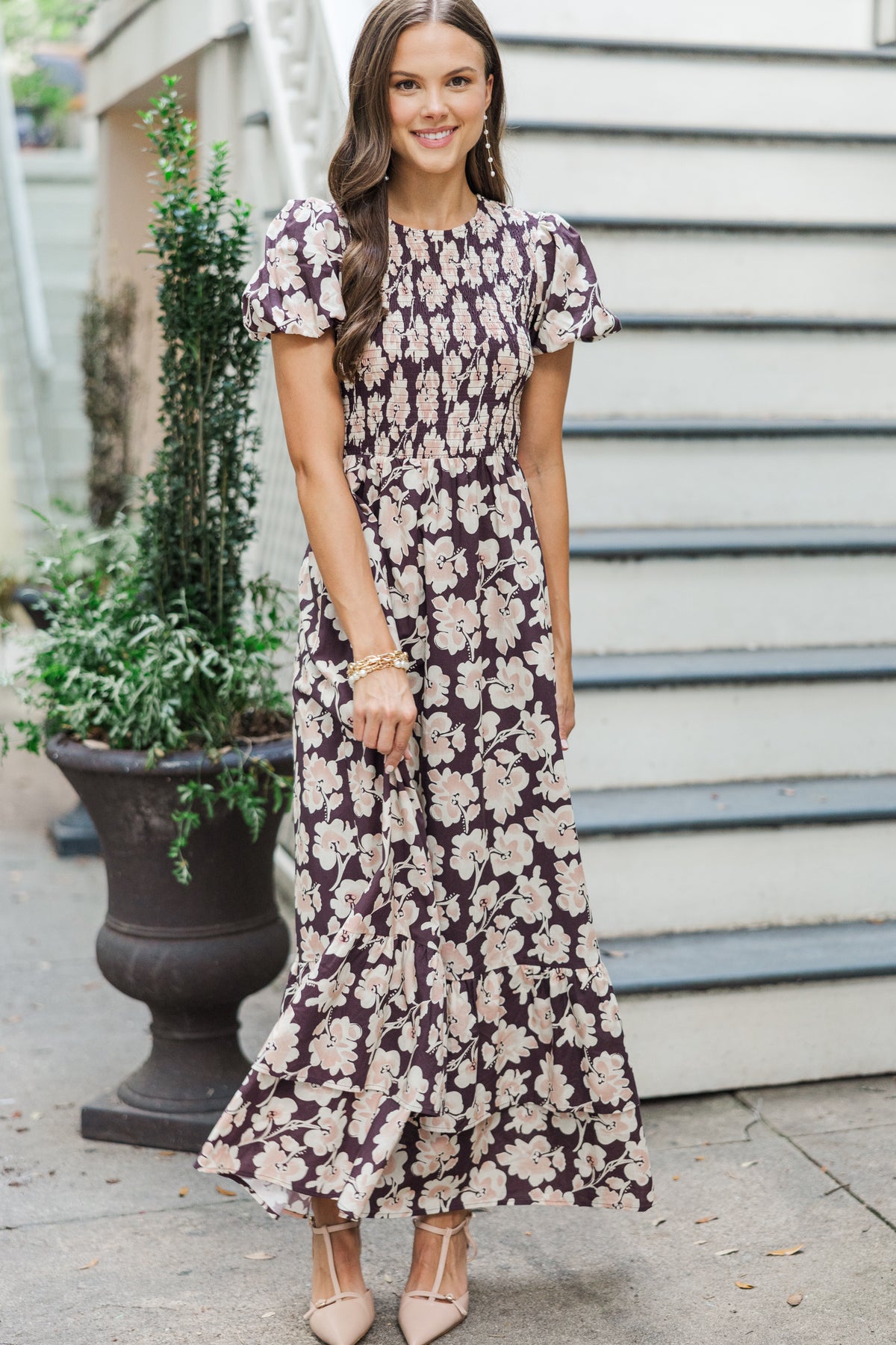 plum maxi dress Make The Right Choice Purple Floral – Shop the Mint flattering design with a KARL LAGERFELD Paris Womens Color:Black rainbow #9 collection-white-dresses