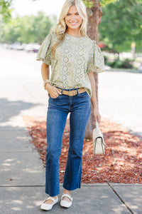 How I Feel Sage Green Medallion Blouse