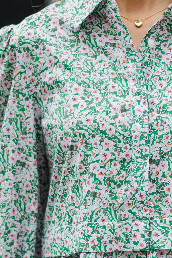 Thinking Of You Green Floral Shirt Dress, Small - The Mint Julep Boutique Thinking Of You Green Floral Shirt Dress, Small - The Mint Julep Boutique