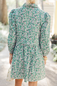 Thinking Of You Green Floral Shirt Dress