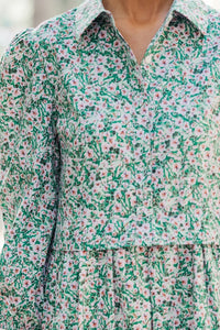 Thinking Of You Green Floral Shirt Dress