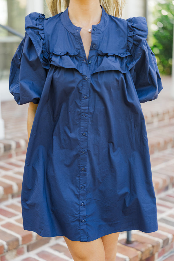 Let It All Go Navy Blue Babydoll Dress