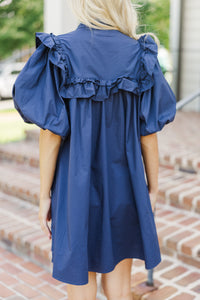 Let It All Go Navy Blue Babydoll Dress