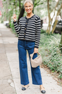 Luck Be A Lady Black Striped Cardigan