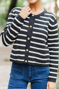 Luck Be A Lady Black Striped Cardigan