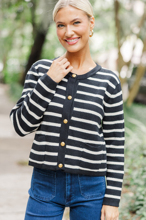 Luck Be A Lady Black Striped Cardigan