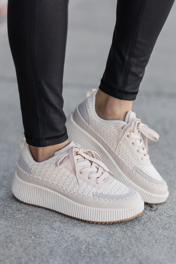 On Your Time Cream Woven Sneaker