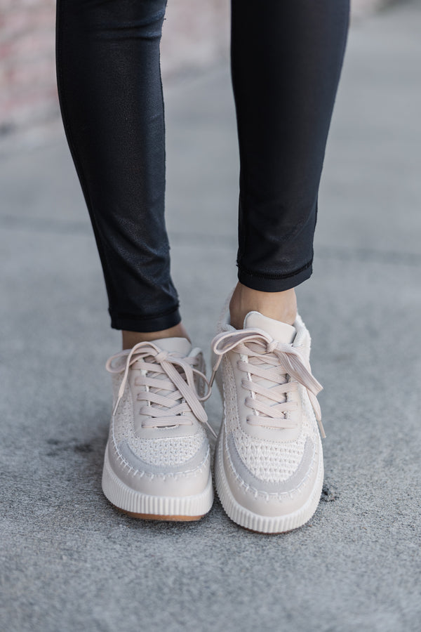 On Your Time Cream Woven Sneaker