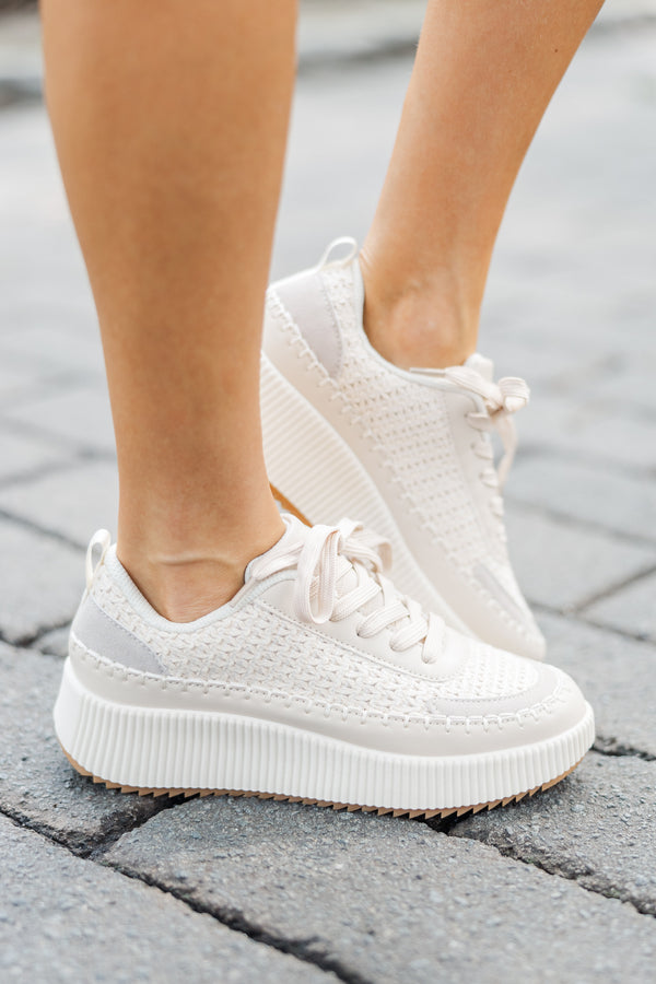 On Your Time Cream Woven Sneaker