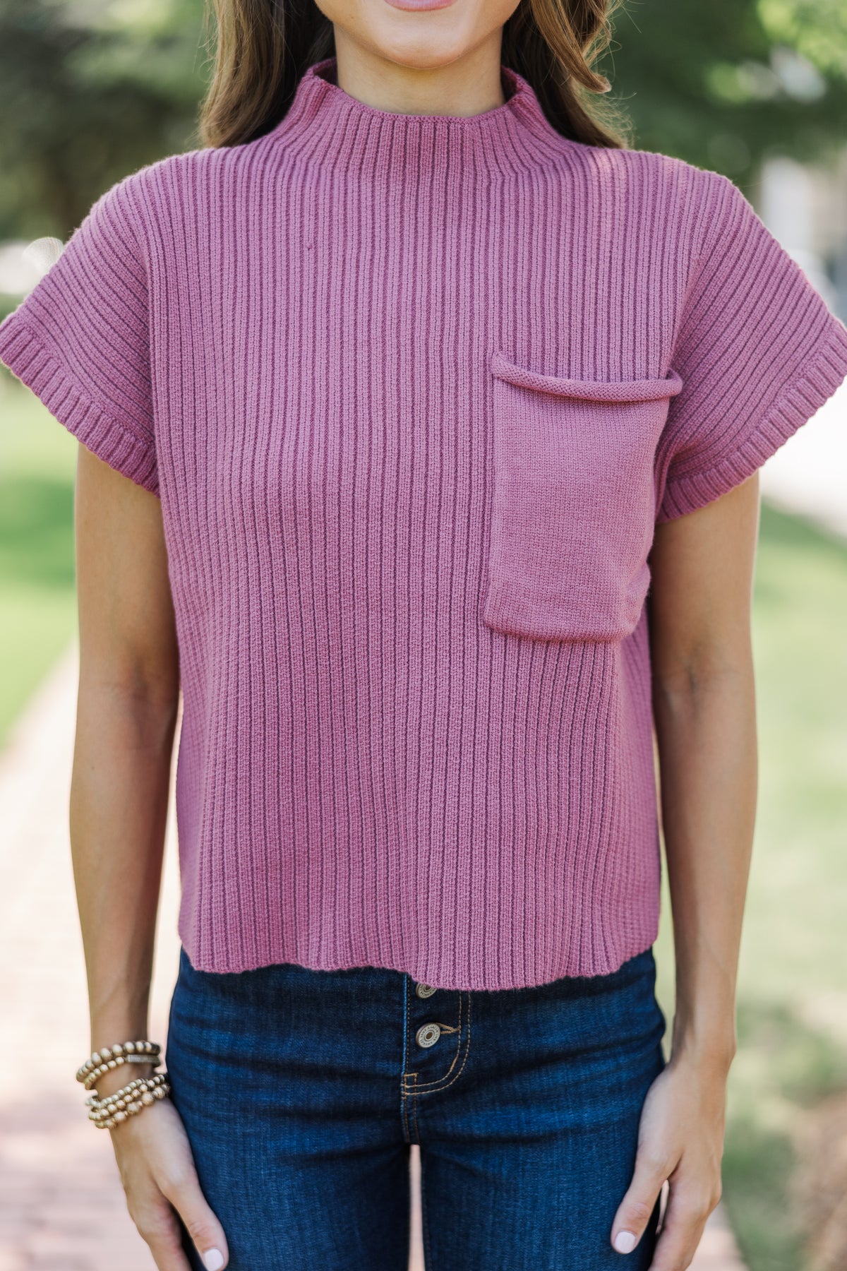 Open Your Mind Mauve Pink Short Sleeve Sweater – Shop the Mint