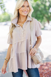 All You Need To Hear Brown Striped Babydoll Top