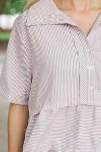 All You Need To Hear Brown Striped Babydoll Top