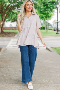 All You Need To Hear Brown Striped Babydoll Top