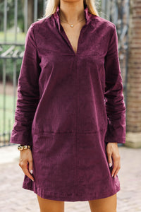 Make It Count Plum Purple Corduroy Dress