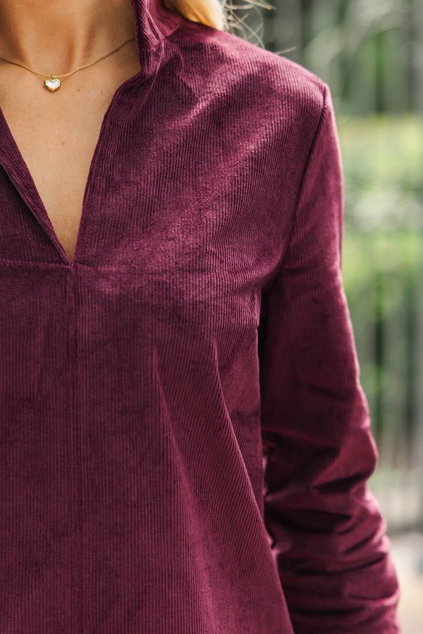 Make It Count Plum Purple Corduroy Dress