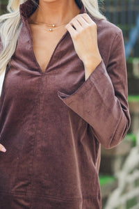 Make It Count Brown Corduroy Dress