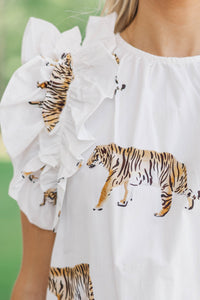 Listen To Your Heart White Tiger Ruffled Blouse