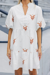 Somewhere Out There Cream Longhorn Babydoll Dress