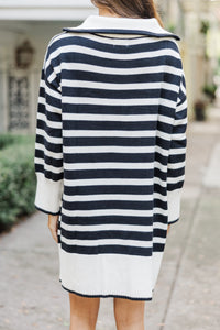 Listen To Me Cream White Striped Sweater Dress