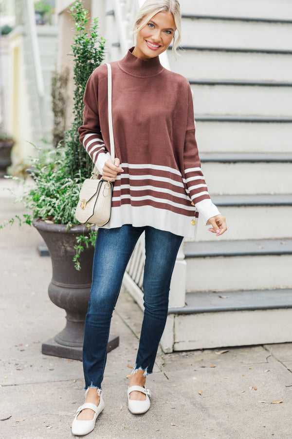 Maine Attraction Brown Striped Sweater