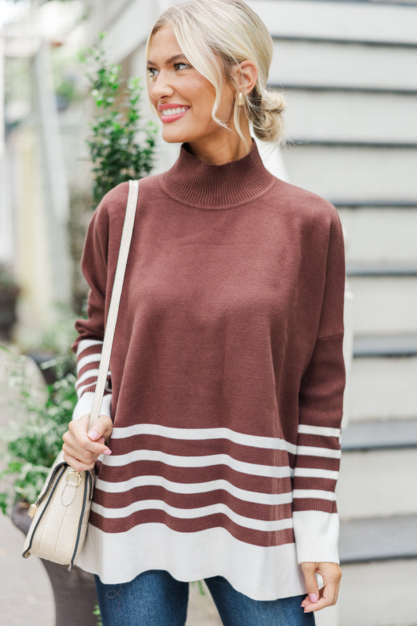 Maine Attraction Brown Striped Sweater