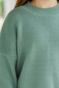 Girls: Perfectly You Sage Green Mock Neck Sweater