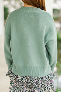 Girls: Perfectly You Sage Green Mock Neck Sweater