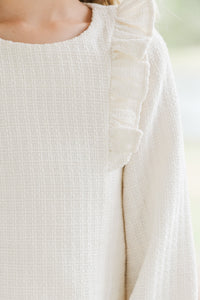 Girls: It's All You Cream White Tweed Dress