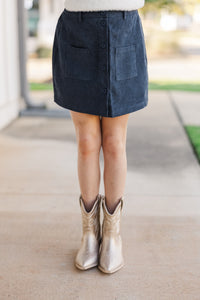 Girls: The Chelsea Navy Blue Corduroy Skirt