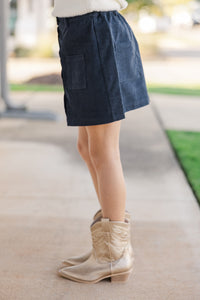 Girls: The Chelsea Navy Blue Corduroy Skirt