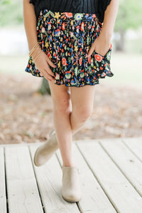 Girls: It's Your Choice Black Floral Skirt