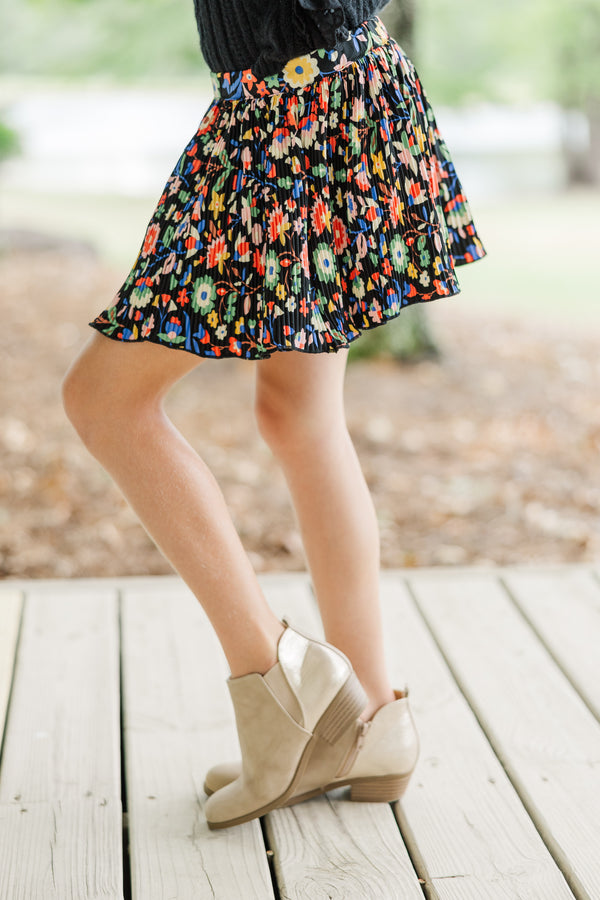 Girls: It's Your Choice Black Floral Skirt