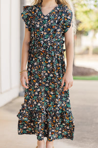 Girls: The Emma Navy Blue Floral Midi Dress